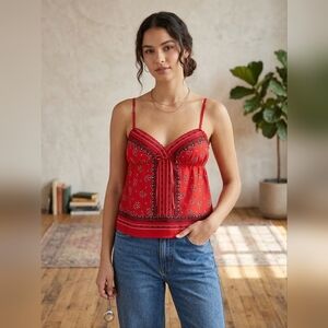 No Boundaries Red and Black Paisley Camisole
